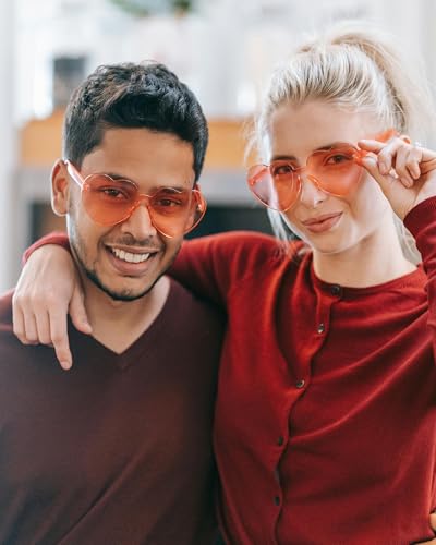 20 Pairs Heart Shaped Sunglasses for Women Colorful Glasses Fun Trendy Transparent Heart Sunglasses Party Favor - color: Rose Red - 20 Pack