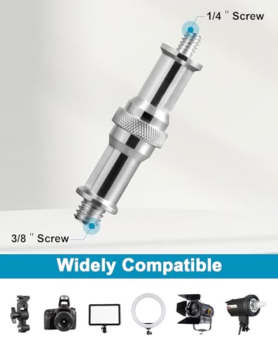 Selens 6 Pcs Standard 1/4 '' to 3/8 '' Metal Male Convertor Threaded Screw Adapter Spigot Stud for Studio Light Stand,Hotshoe/Coldshoe Adapter,Super Clamp and Flash Holder - size: 6Pc