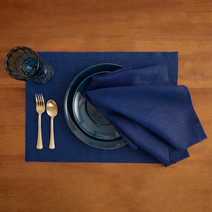 Solino Home Linen Napkins Set of 4-100% Pure Linen Royal Blue Dinner Napkins Cloth 20 x 20 Inch - Athena, Handcrafted and Machine Washable - color: 09: Royal Blue, size: 20" x 20" (Set of 4)