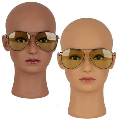 HAIRWAY Mannequin Head Bald Female Professional Cosmetology Training Head Bald Manikin Doll Head with Free T-pins Wigs Head Stand for Display(Dark Brown 21.5 Inch) - color: Female Bald Head 21.5“ Dark Brown