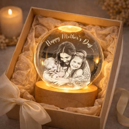 Noni Personalized 3D Photo Crystal Ball Light, Custom Engraved Family Portrait LED Night Light, Crystal Photo Gift for Mom, Grandma, Mother’s Day Keepsake Style 04 - color: Style 04