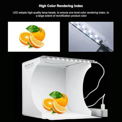 Mini Photo Studio Light Box, PULUZ Portable Folding Photography Lighting Tent Kit with 5500K LED Lights 6 Color Backdrops for Small Items Products Photography 21cm - color: 21cm/8in