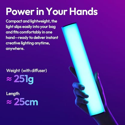 ULANZI B15RGB Magnetic RGB Light Wand - Handheld LED Video Light Stick with Diffuser, 3300mAh 1800-9000K 20 Effect Dimmable Camera Tube Light for Video Recording Studio Photography TikTok YouTube Vlog - size: 1 Piece - Medium