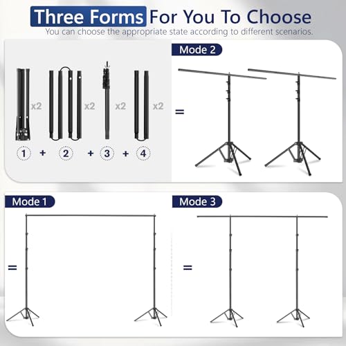 EMART 3-in-1 Backdrop Stand Kit 10x8.5 ft for Photography Studio, T-Shape Banner Back Drop Stand for Party, Wedding, Dectoration, Background Stand for Photo Video Studio with Carry Bag, 8 Clamps