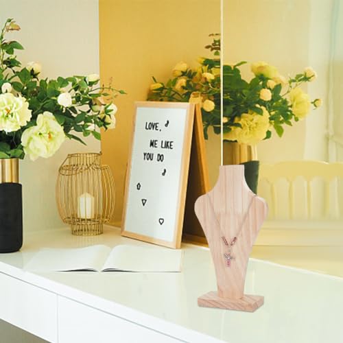 Wooden Bust Necklace Display Stands Chain Holder Jewellery Stand Mannequin for Women Hanging Pendants Chains Natural Wood Jewellery Stand Necklace Organiser Boutiques Exhibition