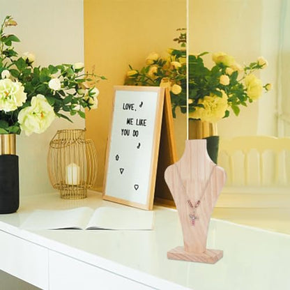 Wooden Bust Necklace Display Stands Chain Holder Jewellery Stand Mannequin for Women Hanging Pendants Chains Natural Wood Jewellery Stand Necklace Organiser Boutiques Exhibition