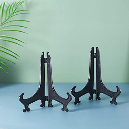 Artliving 7 Inch Black 12pcs/Set Plastic Easels Plate Display Stands Picture Frame Stand Holder - color: Black, size: 7 inch (12 pack)