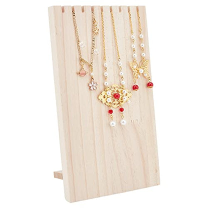 AHANDMAKER Wood Necklace Holder, 9.6 Inch Wooden Plank Necklace Jewelry Display Stand, Detachable Wooden Jewelry Organizer Stand, Necklace Display Stand, Ornament Display for Home Bedroom Decoration