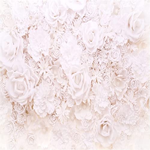 AOFOTO 10x10ft White Flowers Wall Backdrop Elegant Roses Romantic Wedding Bridal Shower Photography Background Baby Shower Party Valentines Mother's Day Photo Banner Studio Props Wallpaper - size: 10x10ft