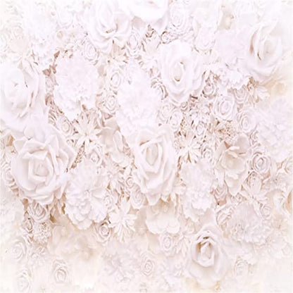 AOFOTO 10x10ft White Flowers Wall Backdrop Elegant Roses Romantic Wedding Bridal Shower Photography Background Baby Shower Party Valentines Mother's Day Photo Banner Studio Props Wallpaper - size: 10x10ft