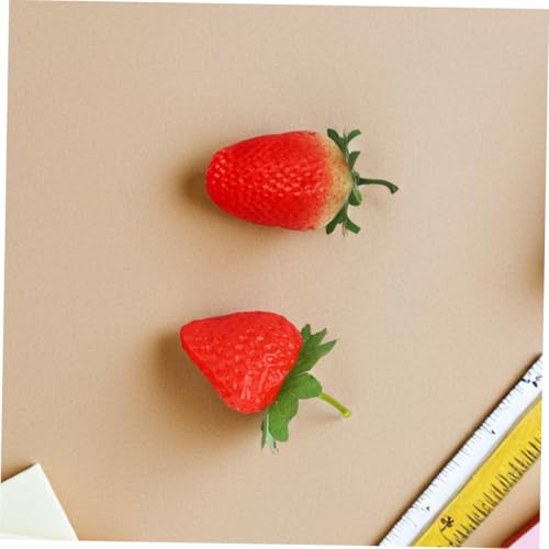 Abaodam 30pcs Realistic Faux Strawberries Artificial Red Strawberry Models Plastic Fruit Decorations for Home Kitchen Party Photography Props