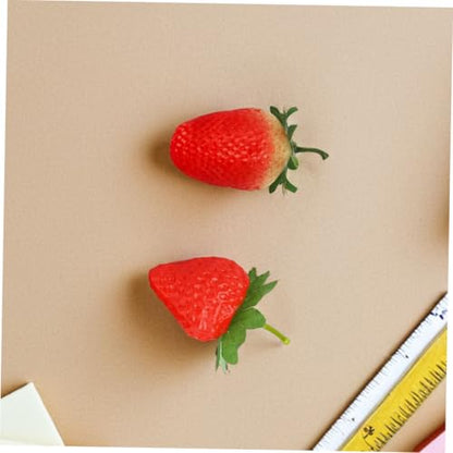 Abaodam 30pcs Realistic Faux Strawberries Artificial Red Strawberry Models Plastic Fruit Decorations for Home Kitchen Party Photography Props