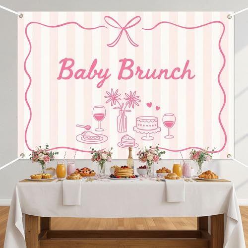 Baby Brunch Baby Shower Backdrop Pink Brunch Party Decorations Breakfast Backdrop Gingham for Baby Shower Party Decors Supplies Photo Booth Props 5 * 3ft - color: pink