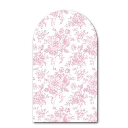 Peach Pink Floral Arched Backdrop Covers Double-Sided Stretchy Arch Stand Cover for Girls Birthday Baby Shower Fiesta Party Decoration Supplies(No Stand!) - color: Gy-G-4029, size: 2.6x6ft