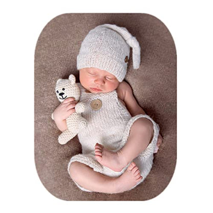 Fashion Cute Newborn Boy Girls Baby Costume Outfits Photography Props Hat Pants - color: Off-white