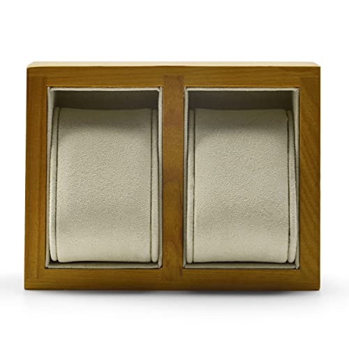 Oirlv Solid Wood Double Watch Display Stand Showcase Jewelry Stand Watch Holder with Pillow(Square Double, Creamy-white) - color: Creamy-white, size: Square Double