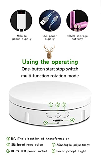 JAYEGT Motorized Rotating Display Stand, 5.74inch /22LB Load, 360 Degree Electronic Turntable Display Stand for Photography Products Shows, Jewelry, Watch, 3D Models, Cake, White - color: white