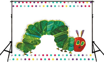 Caterpillar Theme Party Backdrop 7x5FT Rainbow Color Insect Cartoon Kids Boy Girl Cake Table Banner Background Photo Booth Studio Props MBMYLU147 - size: cotton polyester-7x5ft
