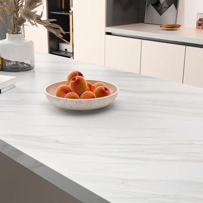 Stickyart 36"x160" Extra Wide Marble Countertop Peel and Stick White Marble Wallpaper Removable Kitchen Vinyl Countertop Wrap Waterproof Self Adhesive Laminate Counter Top Sheet for Counter Desk