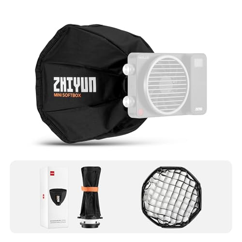 ZHIYUN Mini Octagonal Softbox ZY Mount [Official] Quick Folding Quick Set Up with Diffusers/Honeycomb Grid Compatible with X100 X60 Serise CX100 G60 CX50 Soft Light Video Recording Portraits Shooting - style: Mini Octagonal Softbox