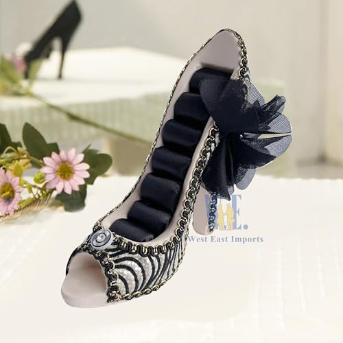 Ring Holder High Heel Shoe Design Fashion Jewelry Organizer Display Birtyday Gift (Gold) - color: Gold