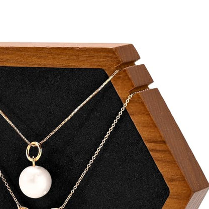 Solid Wood Hexagon Necklace Holder Stand Retail Hanging Jewelry Necklace Stand Display for Vendors(Black) - color: Black