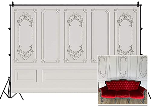 Leyiyi 8x6ft Vintage Room Inside Backdrop European Frame Modern House French Castle Cementery Wall Retro Style Photo Background Cowboy Kids Birthday Portrait Studio Prop Vinyl Wallpaper - color: White, size: 8x6ft