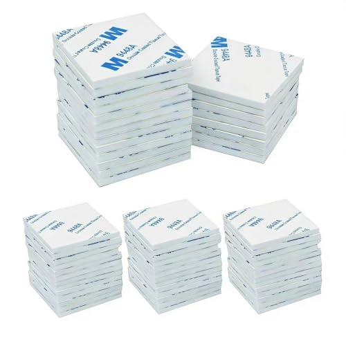 200Pcs Square Double Sided Foam Tape,27x27mm Strong Adhesive Heavy Duty Mounting Stickers for Photo Albums, Hooks, Mirrors, Bookcases. - size: Square-200PCS