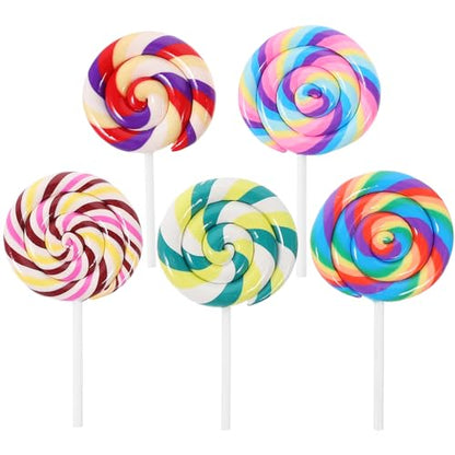 Abaodam 5Pcs Large Simulation Lollipop Giant Lollipop Prop Fake Candy Photo Booth Prop for Christmas Party Carnival Cosplay Wedding Birthday Party Supplies