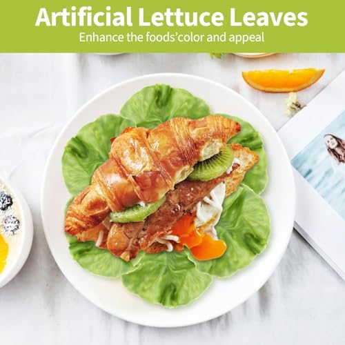 Sherika 10 PCS Realistic Artificial Green Leaf Lettuce, Plastic Simulation Vegetables Model, Faux Lettuce Leaves for Home Kitchen Easter Party Feast Decoration, Fake Green Vegetable Food for Display