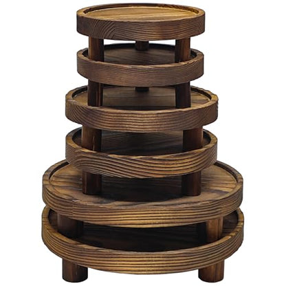 6 PCS 5/6/8 Inch Wooden Risers for Display Wood Pedestal Stand Round Mini Tray Stand Rustic Riser Tray Tiered Tray Decor for Party, Wedding, Birthday, Baby Shower,Home Décor