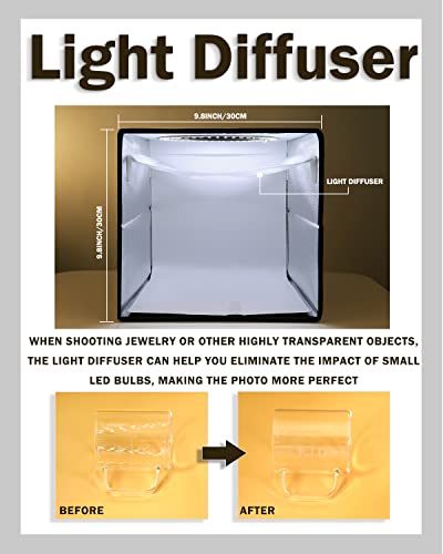 PULUZ 9.8"/25cm Foldable Portable Photo Studio Light Box, Adjustable Brightness Light Box Photography Lighting Shooting Tent Kit, with LED Lights and 12 Colors Backdrop - color: 9.8x9.8x9.8in