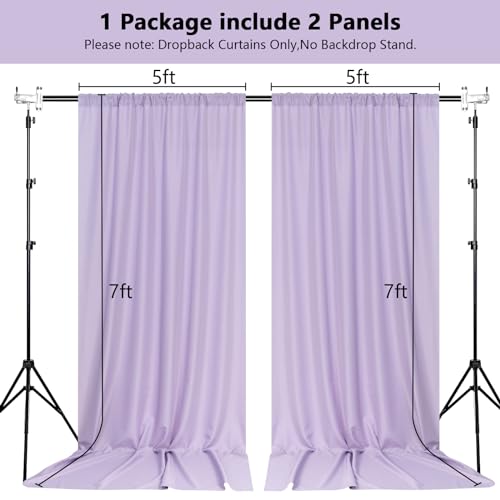 MEETSKY Lavender Backdrop Curtain for Parties Wedding Light Purple Background Curtains Backdrop Rod Pocket Drapes Fabric Decoration for Birthday Gril Party Baby Shower Photoshoot, 5ft x 7ft, 2 Panels - color: Light Purple, size: 60"W x 84"L (Pack of 2)