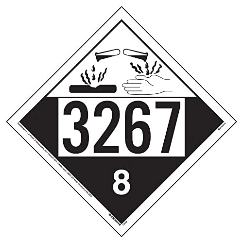 3267 Placard, Class 8 Corrosive 10-pk. - 10.75" x 10.75" Removable Self Adhesive Vinyl for Temporary Applications - Complies with DOT Hazmat Placard Requirements - size: 10-pack