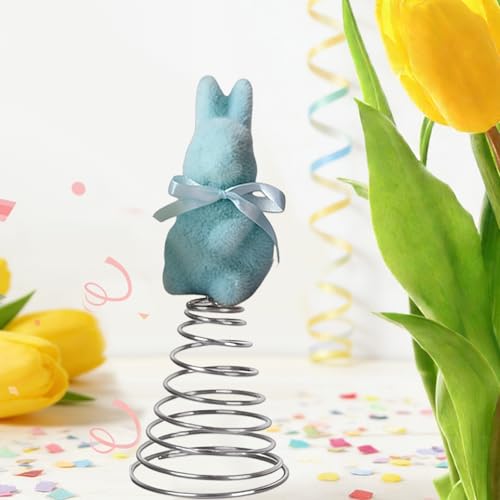 Bunny Tree Topper,Spring Festival Moss Rabbit Ornament - Flocking Bunny Topper,for Home Farmhouse Party Mantel Cabinet Porch Basket Gathering Celebration - color: Blue