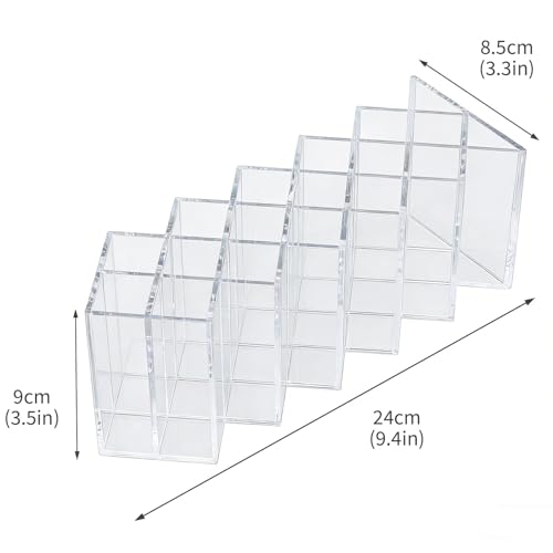 16-Slot Rollerball Perfume Organizer, Clear Acrylic Perfume Holder – Rollerball & Lipsticks Display Stand for Vanity, Countertop & Drawer – Beauty Storage with Anti-Tumble Design