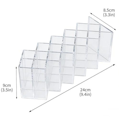 16-Slot Rollerball Perfume Organizer, Clear Acrylic Perfume Holder – Rollerball & Lipsticks Display Stand for Vanity, Countertop & Drawer – Beauty Storage with Anti-Tumble Design