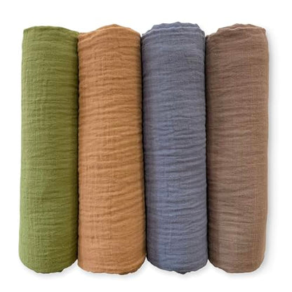 SwaddleDesigns Cotton Muslin Swaddle Blankets for Babies, Set of 4, Neutral Receiving Blankets for Newborn, Baby Registry & Gift, 46x46 inches, Wilderness - color: Wilderness
