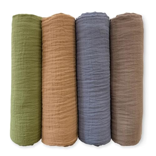 SwaddleDesigns Cotton Muslin Swaddle Blankets for Babies, Set of 4, Neutral Receiving Blankets for Newborn, Baby Registry & Gift, 46x46 inches, Wilderness - color: Wilderness