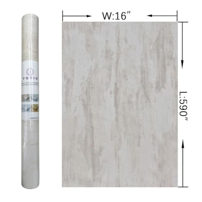 TOTIO Cream Concrete Wallpaper Peel Stick Milky White Plaster Effect Contact Paper 16x590inch Air Guide Slot Design Matte Thick Self-Adhesive Waterproof Vinyl Wrap Modern Industrial Style Wall Sticker - color: Ivory White, size: 16" x 590"