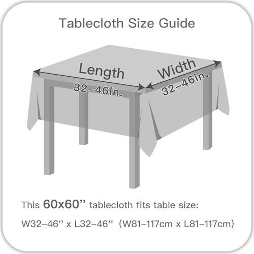 maxmill Fall Tablecloth Waterproof Spillproof Wrinkle Resistant Wipeable Linen Textured Dining Table Cloth for Harvest Thanksgiving Dinner, Party, Buffet and Camping, Square 60 x 60 Inch, Amber - color: Amber, size: 60" x 60" (Square)