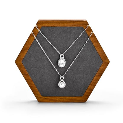 Solid Wood Hexagon Necklace Holder Stand Retail Hanging Jewelry Necklace Stand Display for Vendors(Grey) - color: Grey