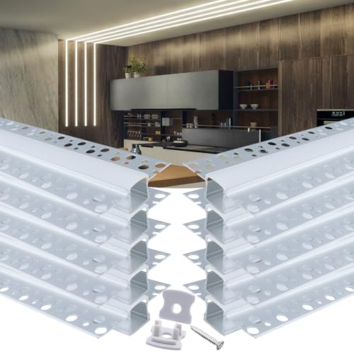 Muzata 10Pack 3.3FT/1M Plaster-In LED Channel Trimless Recessed LED Strip Diffuser Channel Spotless Deeper Wider for Drywall Ceiling Wall U117 WW 1M - size: 10pack*1m/3.3ft