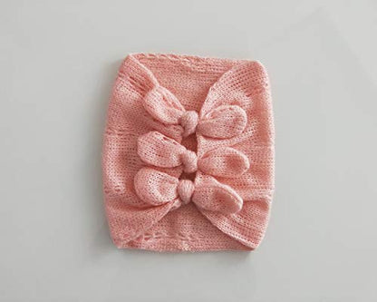Newborn Baby Boy Girl Photography Props Bow Wrap, Posing Aid, Hat and Blanket Set of 4 Pcs - color: Light Pink