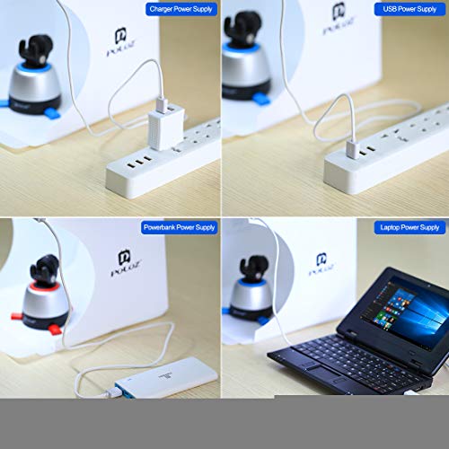 Mini Photo Studio Box, PULUZ 20cm Portable Photography Shooting Light Tent Kit, White Folding Lighting Softbox with 20 LED Lights + 6 Backdrops for Product Display - size: 9*9 Inch - B
