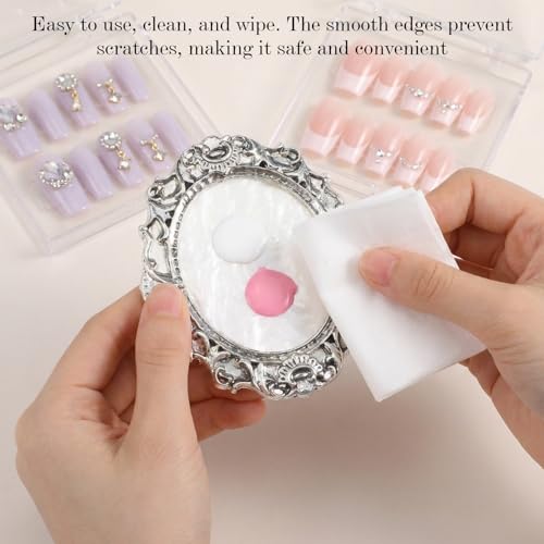 2 Pcs Vintage Metal Nail Art Palette, Nail Polish Palette & Display Board, Nails Holder for Mixing, Nail-Design Manicure Display Tools for Artists Photography Props(Sliver)