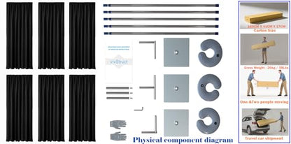 Adjustable Heavy Duty Portable 10FT X 20FT Pipe and Drape Backdrop Kit (Black Drape) Quick Set Up Without Tools for Wedding&Party&Event&Photography&Show&Display - size: 10FT x 20FT & Black Drape