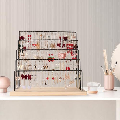 Earring Display Stand for Selling, Earring Rack Display Holder with 40 Earring Cards, 5 Tiers Jewelry Display for Vendors
