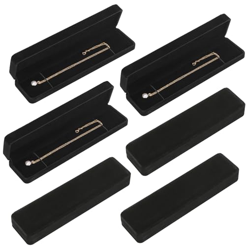 LETURE 6 Pieces Velvet Jewelry Gift Boxes for Necklace Pendant Bracelet Ring Earring, Jewelry Storage Display Case for Christmas Wedding Engagement Birthday Anniversary (Necklace Box -6PCS) - color: Necklace Box -6PCS