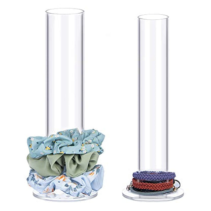 ByKen 2PcS Acrylic Scrunchie Holder Organizer,Hair Ties Holder for Bathroom,Clear Hair Accessories Bowknot Organizer,Room Decor for Girls(8.7 inches high)